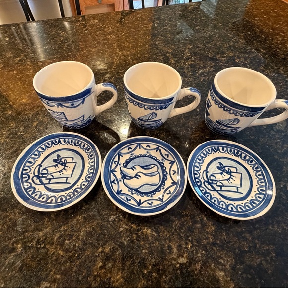 Delft Blond Other - Delft Blond Amsterdam Ceramic Mug and Saucer Set 3 Mugs & 3 plates